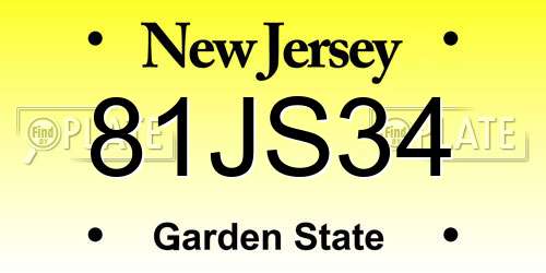 81JS34 New Jersey License Plate