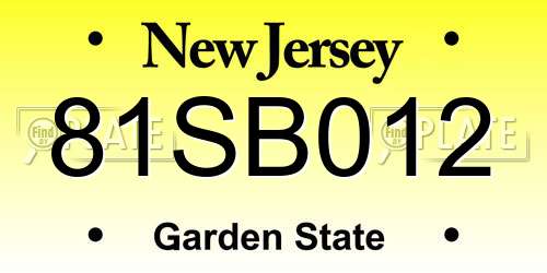 81SB012 New Jersey License Plate