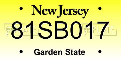 81SB017 New Jersey License Plate