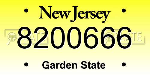 8200666 New Jersey License Plate