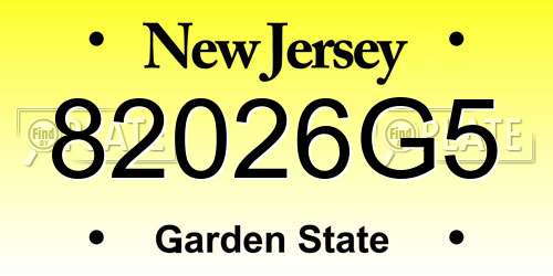 82026G5 New Jersey License Plate