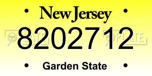 8202712 New Jersey License Plate