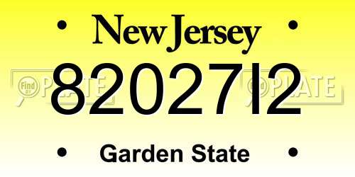 82027I2 New Jersey License Plate
