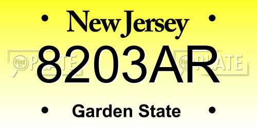 8203AR New Jersey License Plate