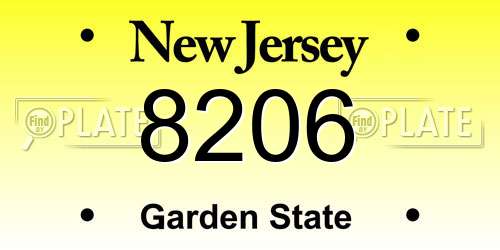 8206 New Jersey License Plate