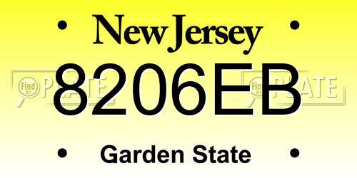 8206EB New Jersey License Plate
