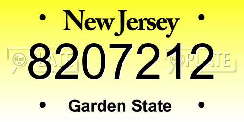 8207212 New Jersey License Plate