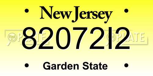82072I2 New Jersey License Plate