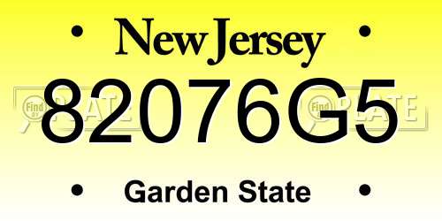 82076G5 New Jersey License Plate