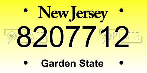 8207712 New Jersey License Plate