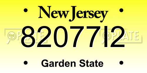 82077I2 New Jersey License Plate
