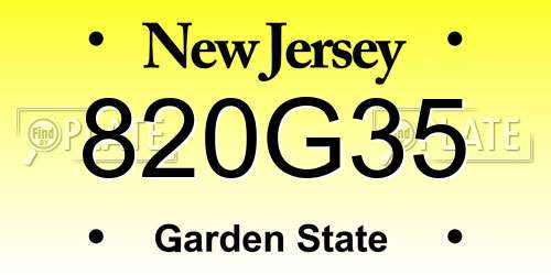 820G35 New Jersey License Plate