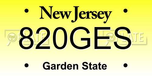 820GES New Jersey License Plate