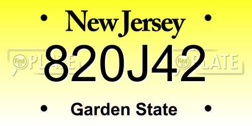 820J42 New Jersey License Plate