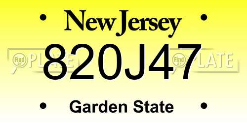 820J47 New Jersey License Plate