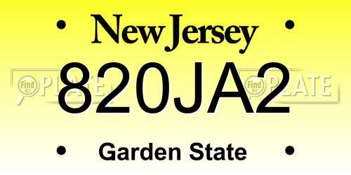 820JA2 New Jersey License Plate