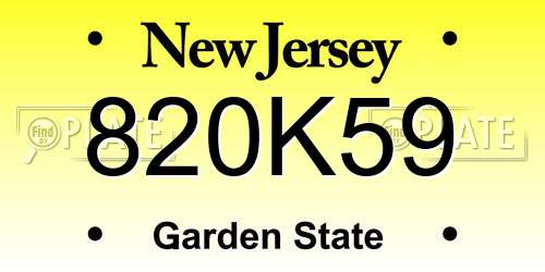 820K59 New Jersey License Plate
