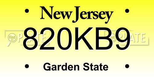820KB9 New Jersey License Plate