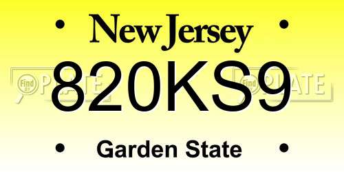 820KS9 New Jersey License Plate