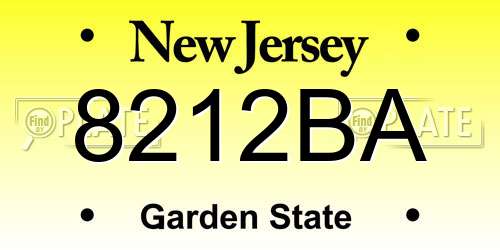 8212BA New Jersey License Plate