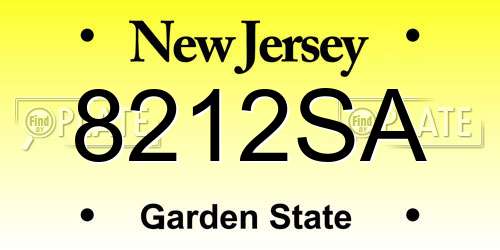 8212SA New Jersey License Plate