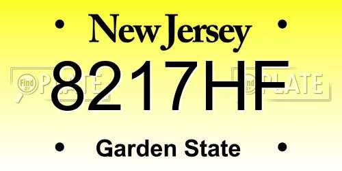 8217HF New Jersey License Plate