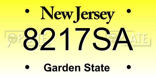 8217SA New Jersey License Plate