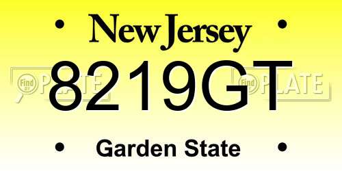 8219GT New Jersey License Plate
