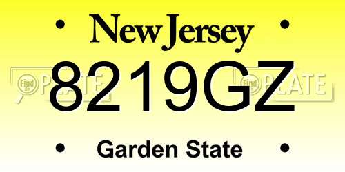 8219GZ New Jersey License Plate