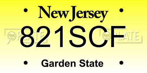 821SCF New Jersey License Plate