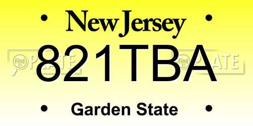 821TBA New Jersey License Plate