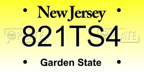 821TS4 New Jersey License Plate