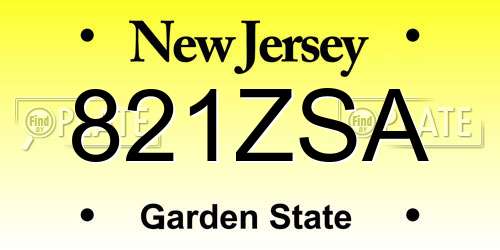 821ZSA New Jersey License Plate