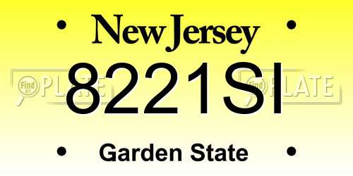 8221SI New Jersey License Plate