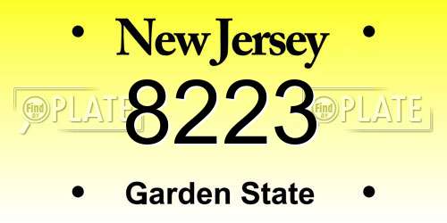 8223 New Jersey License Plate