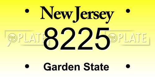 8225 New Jersey License Plate