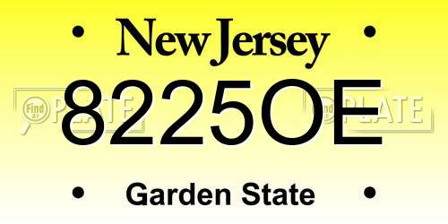8225OE New Jersey License Plate