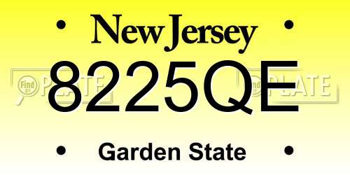 8225QE New Jersey License Plate