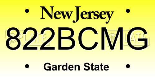 822BCMG New Jersey License Plate