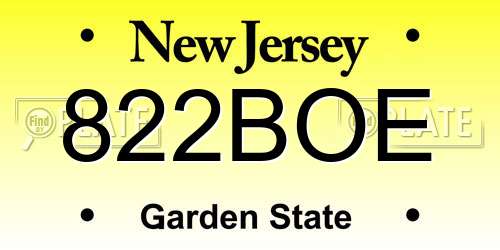 822BOE New Jersey License Plate