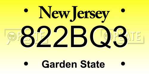 822BQ3 New Jersey License Plate