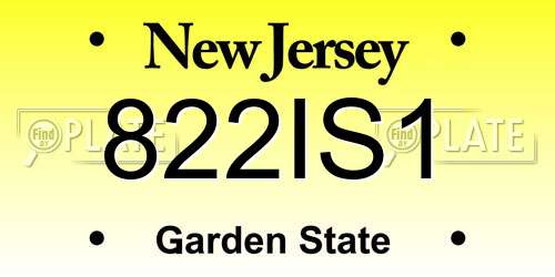 822IS1 New Jersey License Plate