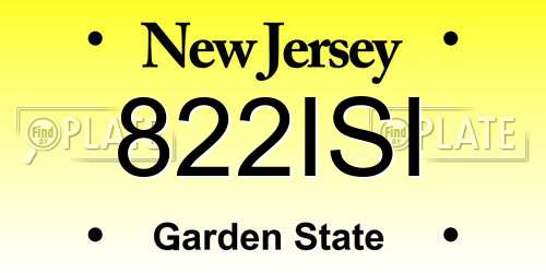 822ISI New Jersey License Plate