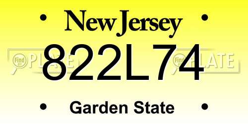 822L74 New Jersey License Plate