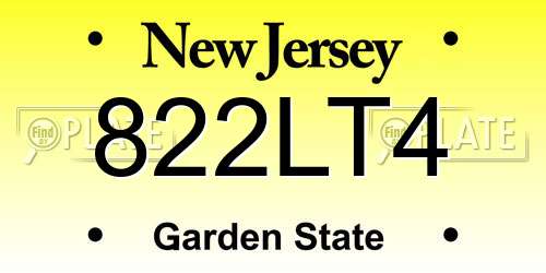 822LT4 New Jersey License Plate