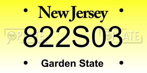 822S03 New Jersey License Plate
