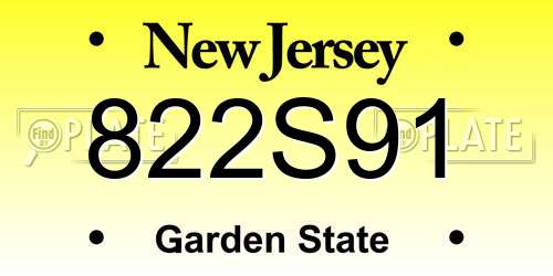 822S91 New Jersey License Plate