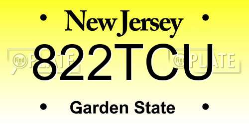 822TCU New Jersey License Plate