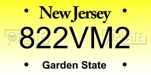 822VM2 New Jersey License Plate