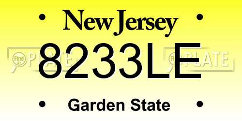 8233LE New Jersey License Plate